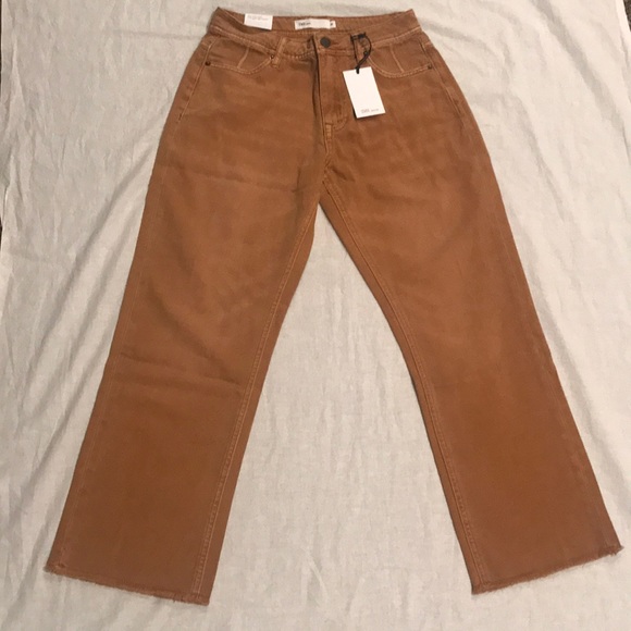 Piper and Scoot “Haylen” Mid Rise Crop Wide Leg Jeans Mustard/Rust 25 - Picture 7 of 16